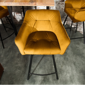 Barová stolička 40308 Loft Zamat Žltá Barová stolička 40308 Loft Zamat Žltá
