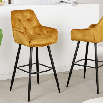 Barová stolička 41959 Milano Zamat Žltá Barová stolička 41959 Milano Zamat Žltá