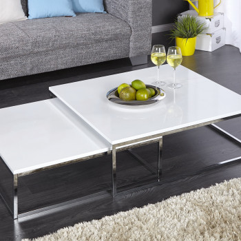 Konferenčný stôl 36083 75x75cm 2-Set Biely - PRODUKT JE SKLADOM - 2Ks
