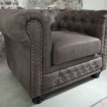 Kreslo 40519 Chesterfield Vintage Šedá Taupe Kreslo 40519 Chesterfield Vintage Šedá Taupe