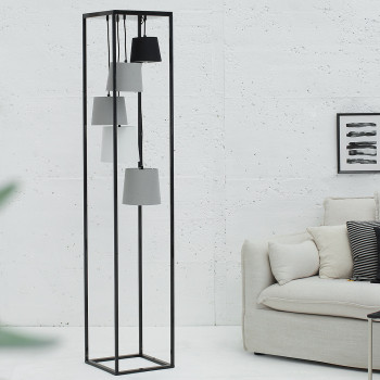 Stojaca lampa 38685 Levels 180cm Čierna, Šedá, Biela