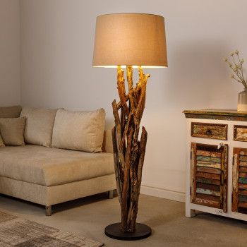 Stojaca lampa 42004 Wild Nature 150cm Béžová-Drevo Teak