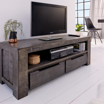 TV-skrinka 39281 130cm Masív drevo Mango Industrial look - PRODUKT JE SKLADOM - 1Ks