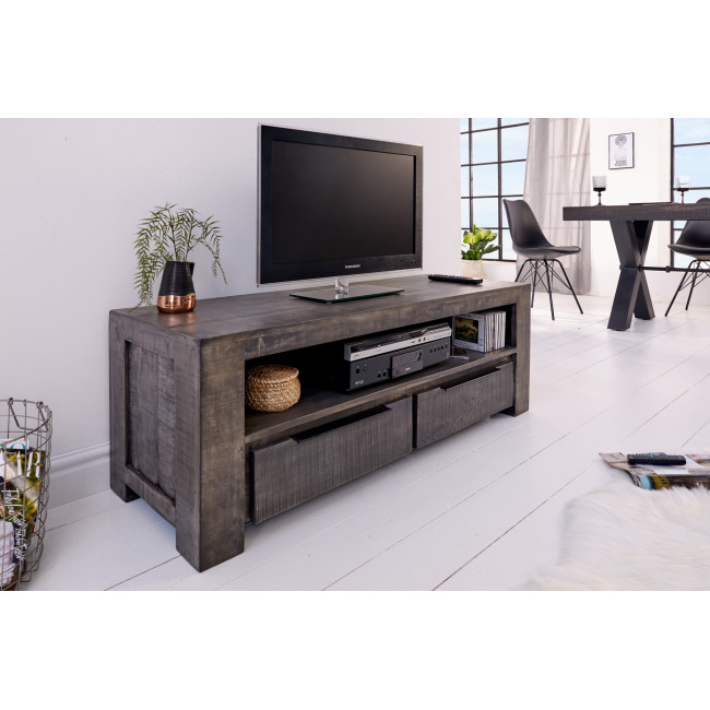 TV-skrinka 39281 130cm Masív drevo Mango Industrial look - PRODUKT JE SKLADOM - 1Ks