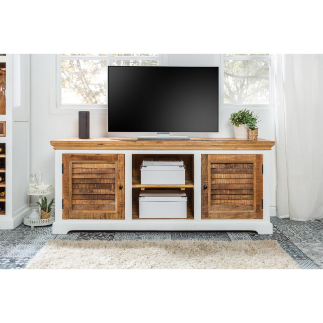 TV-skrinka 39777 Long Island 160cm Drevo Mango Prírodná/Biela TV-skrinka 39777 Long Island 160cm Drevo Mango Prírodná/Biela