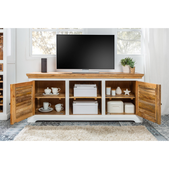 TV-skrinka 39777 Long Island 160cm Drevo Mango Prírodná/Biela TV-skrinka 39777 Long Island 160cm Drevo Mango Prírodná/Biela