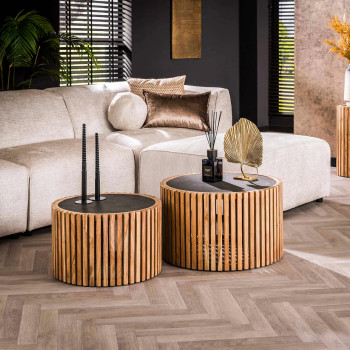 Konferenčný stôl 27-86 Slate Ø68 a Ø55cm 2-set  Konferenčný stôl 27-86 Slate Ø68 a Ø55cm 2-set